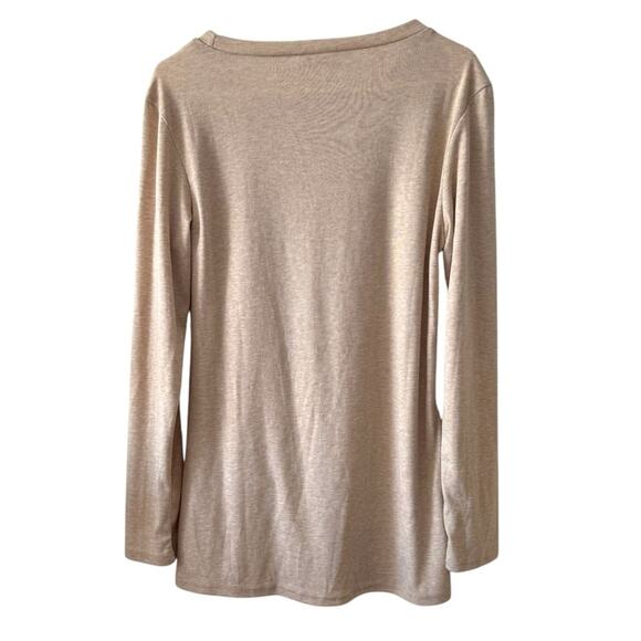 Yidarton Beige Twist-Knot Front Long-Sleeve Top - Size Small - Picture 3 of 4